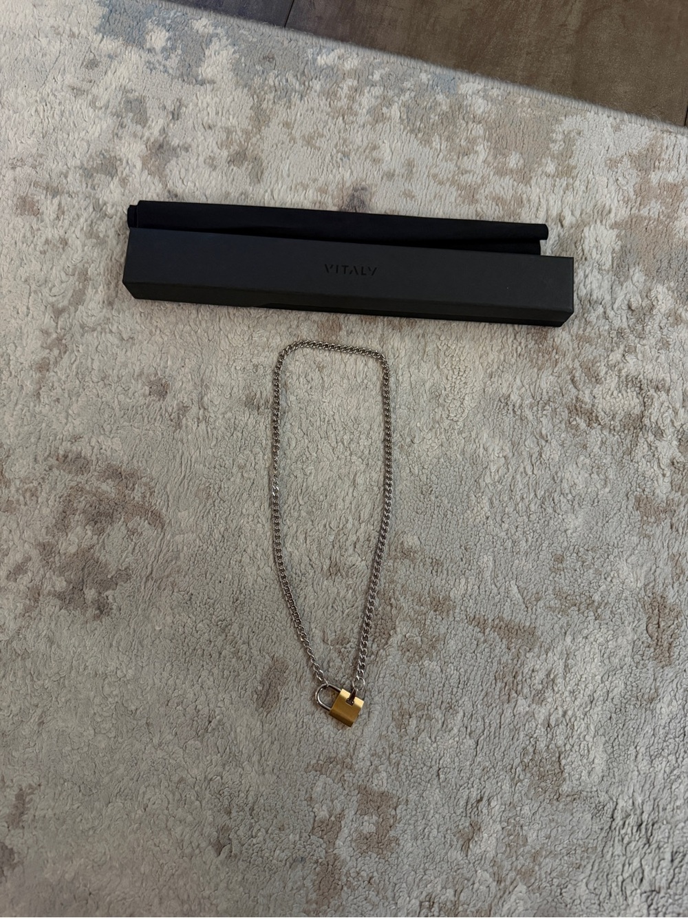 Vitaly Silver Chain Necklace with Gold Padlock Pendant